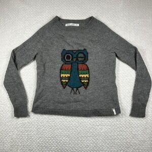 Woolrich Sweater Womens Small Frost Gray Owl Wool Mohair Blend Lightweight